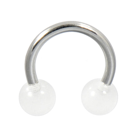 14G 7/16 Clear Glow in the Dark Horseshoe Circular Barbell