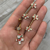 14G 13/16 Candy Corn Pumpkin Halloween Dangle Nipple Ring Set