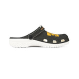 Tribe Graphic EVA Foam Clogs — Bold Yellow Logo Slip-On Shoes