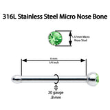 20G Stainless Steel Green Gem Micro Nose Bone