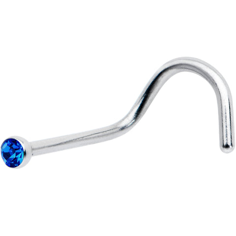 20G Stainless Steel Sapphire Blue Gem Micro Nose Ring Twister