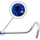 20G Stainless Steel Sapphire Blue Gem Micro Nose Ring Twister