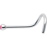 20G Stainless Steel Pink Gem Micro Nose Ring Twister
