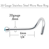 Aqua Gem MICRO Nose Ring Twister