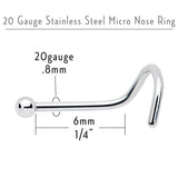 20G Stainless Steel 2mm Ball Nose Screw
