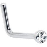 20G Stainless Steel Clear Gem Micro Nose Ring L-Shaped