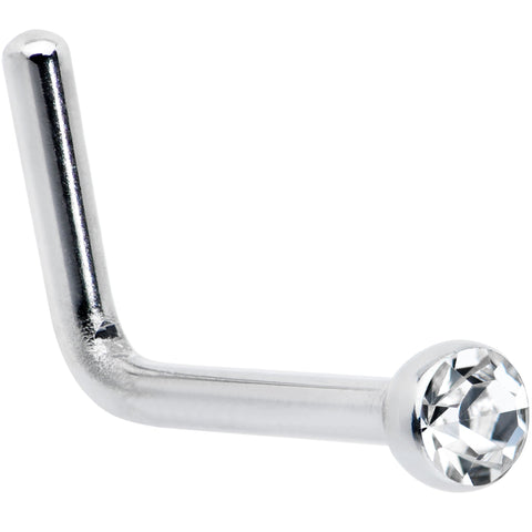 20G Stainless Steel Clear Gem Micro Nose Ring L-Shaped