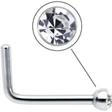 20G Stainless Steel Clear Gem Micro Nose Ring L-Shaped