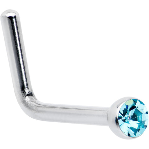 20G Stainless Steel Aqua Gem Micro Nose Ring L-Shaped