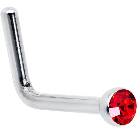 20G Stainless Steel Ruby Red Gem Micro Nose Ring L-Shaped
