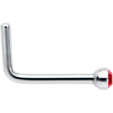 20G Stainless Steel Ruby Red Gem Micro Nose Ring L-Shaped