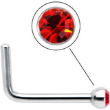 20G Stainless Steel Ruby Red Gem Micro Nose Ring L-Shaped