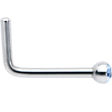 20G Stainless Steel Light Blue Gem Micro Nose Ring L-Shaped