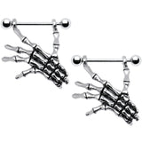 14G 3/4 Skeleton Hand Dangle Nipple Shield Set