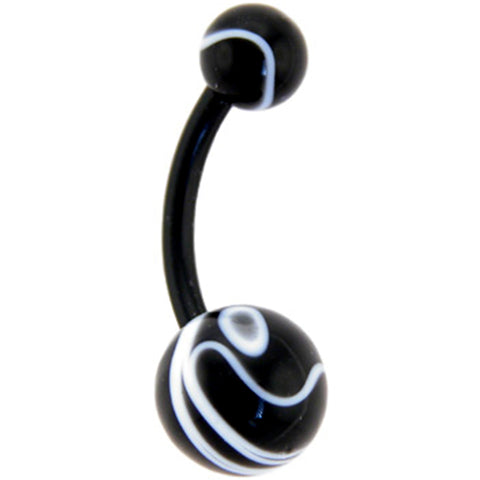 Bioplast Black Marble Belly Ring