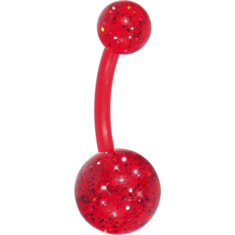 Bioplast Red Glitter Belly Ring