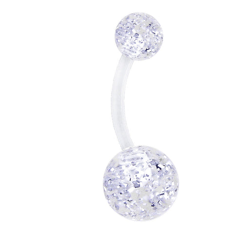 Bioplast Clear Acrylic Ball Glitter Belly Ring