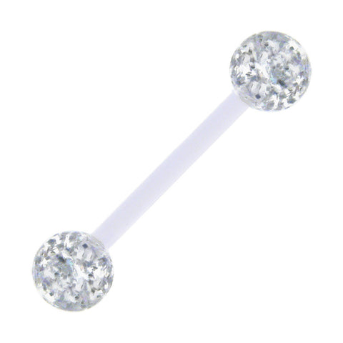 Bioplast Clear Acrylic Ball Glitter Barbell Tongue Ring