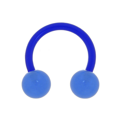 14G 3/8 Bioplast Blue Glow In The Dark Circular Horseshoe