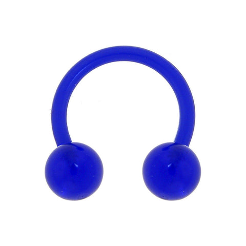 14G 3/8 Bioplast Electric Blue Barbell Circular Horseshoe