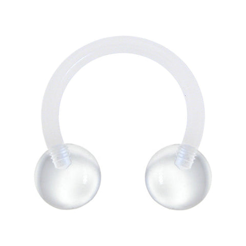 14G 3/8 Bioplast Cool Clear Horseshoe Circular Barbell