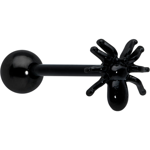 Black Titanium Anodized 3-D Spider Barbell Tongue Ring