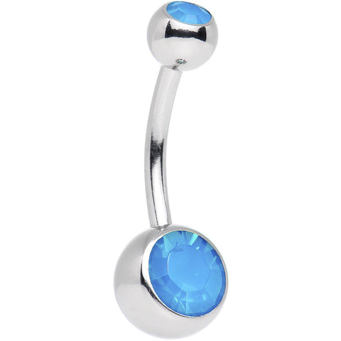 Caribbean Blue Opal Double Gem Belly Ring