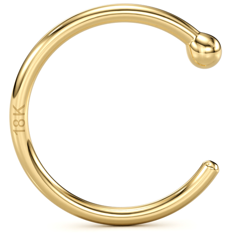 20G 5/16 Solid 18K Yellow Gold Nose Hoop