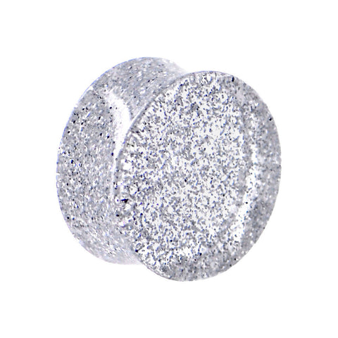 3/4 Clear GLITTER Acrylic Saddle Plug