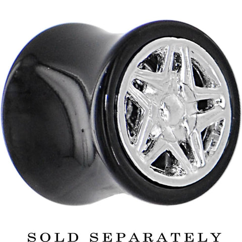 Black Acrylic STAR WHEEL FRAME Saddle Plug 00G to 20mm