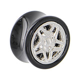 Black Acrylic STAR WHEEL FRAME Saddle Plug 00G to 20mm