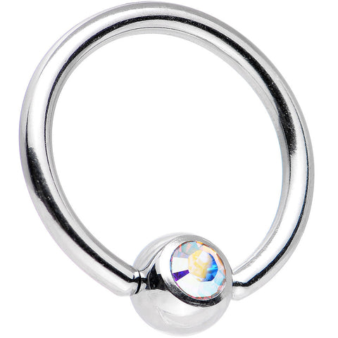 14G Aurora Gem BCR Captive Ring Created with Crystals