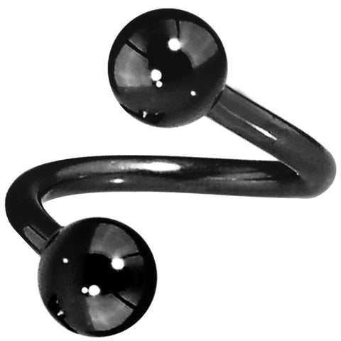 14G 7/16 Black Anodized Spiral Twister Belly Ring