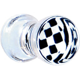 Black and White Checker Inlayed Saddle Plug 2G to 20mm
