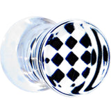 Black and White Checker Inlayed Saddle Plug 2G to 20mm
