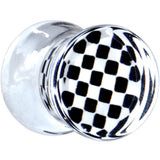 Black and White Checker Inlayed Saddle Plug 2G to 20mm