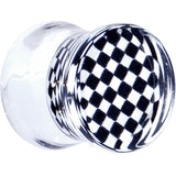 Black and White Checker Inlayed Saddle Plug 2G to 20mm