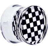 Black and White Checker Inlayed Saddle Plug 2G to 20mm