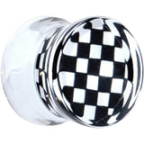 Black and White Checker Inlayed Saddle Plug 2G to 20mm