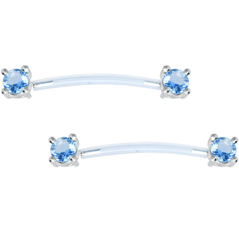 Aqua Round Solitaire Sterling Invisible Bioplast Nipple Shield Set