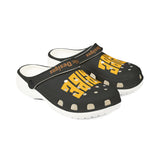 Tribe Graphic EVA Foam Clogs — Bold Yellow Logo Slip-On Shoes