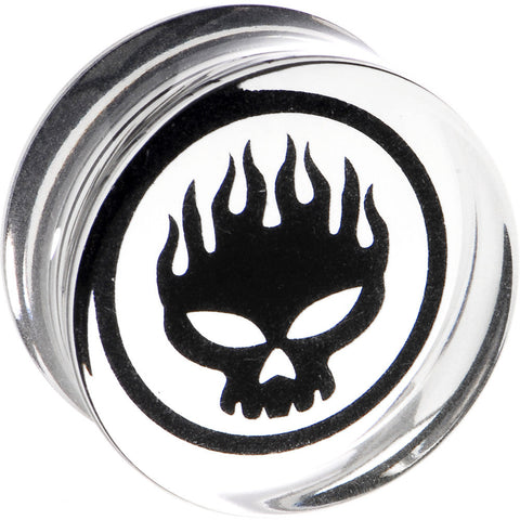 7/8 Acrylic Photo Inlay Flaming Skull Plug