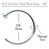 18G Stainless Steel Nose Hoop - 3/8