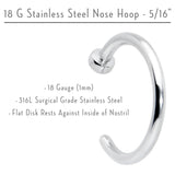 18G 5/16 Stainless Steel Nose Hoop
