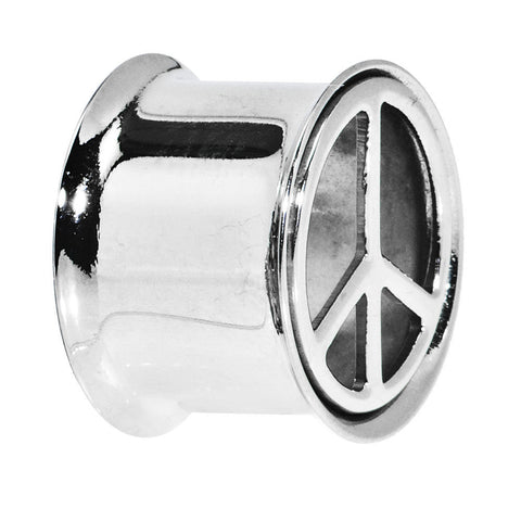 5/8 Stainless Steel Double Flare Peace Symbol Tunnel