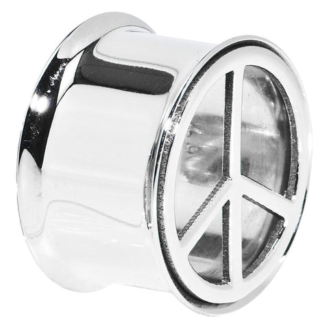 3/4 Stainless Steel Double Flare Peace Symbol Tunnel