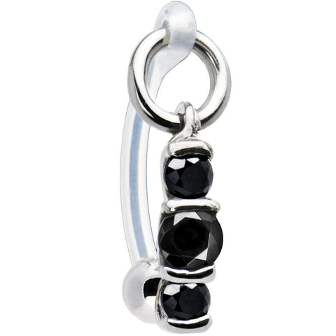 Black Cubic Zirconia Trio Drop Bioplast Intimate Piercing