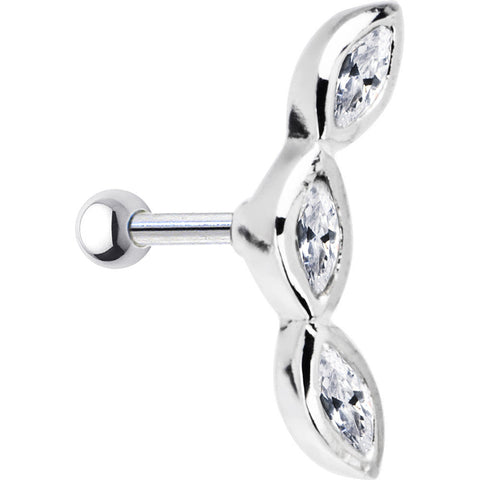 925 Silver Clear Teardrop CZ Right Cartilage Earring