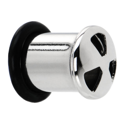 0G Stainless Steel Single Flare Biohazard Plug
