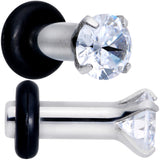 8G Stainless Steel Clear Cubic Zirconia Single Flare Plug Set